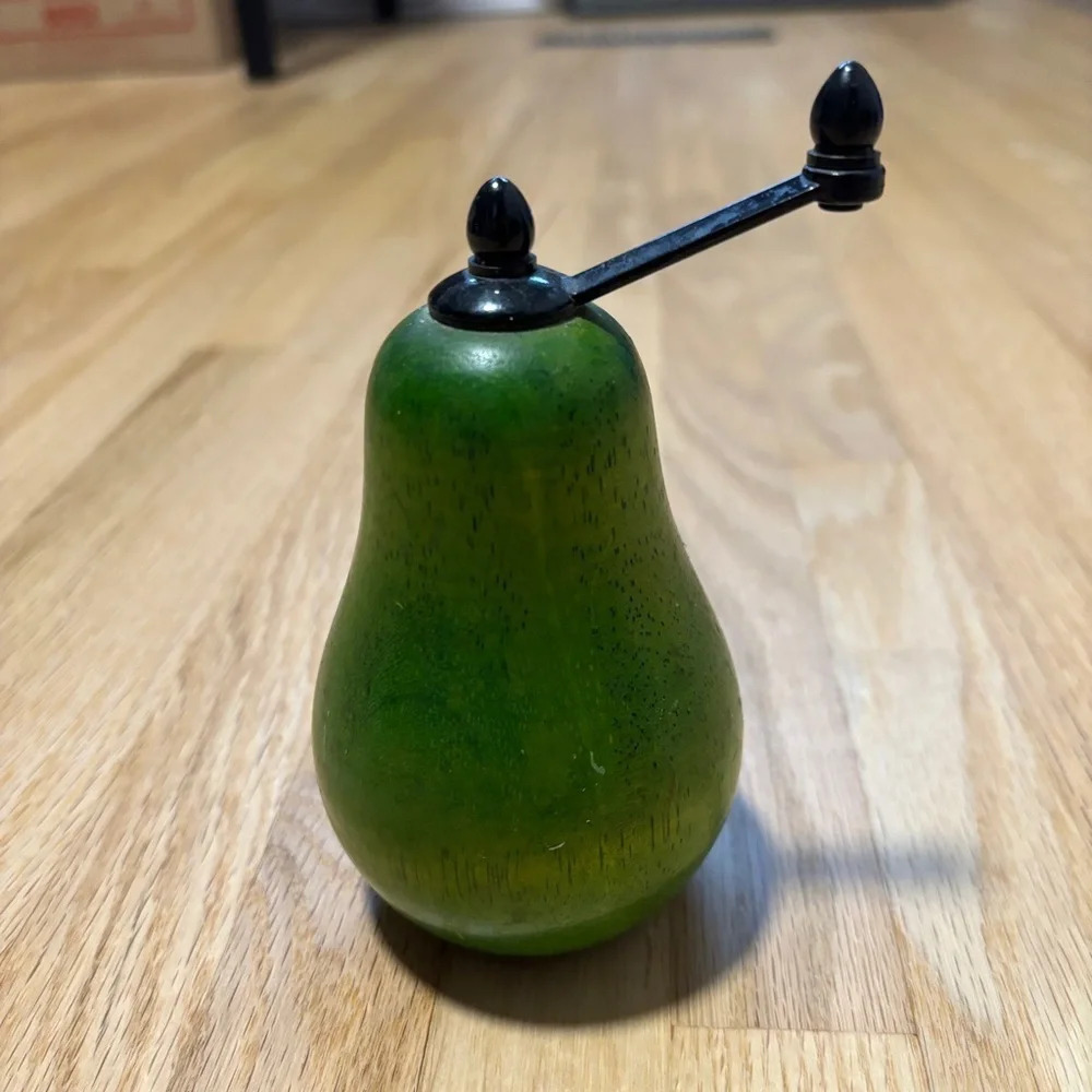 Vintage Wooden Pear Pepper  Grinder